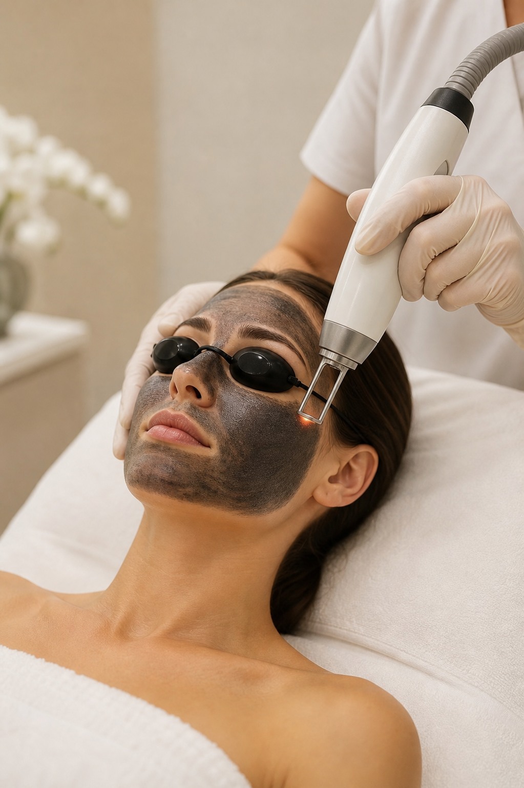 Peeling charbon au laser dans une clinique médico-esthétique